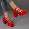 Nuevos Zapatos de Moda para Mujer, Talla 48 Punta Cuadrada, Zapatos para Todas las Estaciones, Zapatos Transfronterizos para Mujer, Plataforma Impermeable, Talla 46 Zapatos de Tacón Alto, Hebilla, Talla 44
