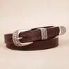 Cinturón de Cuero Más Vendido para Mujer, Estilo Simple Vintage, Piel de Vaca de Segunda Capa con Hebilla de Aleación, Al Por Mayor