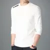 Camiseta de manga larga de otoño, diseño estampado, talla grande, para adolescentes, cuello redondo de hombre, simple y de corte holgado, top moderno