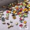 Accesorios para uñas con diamantes de imitación, de una celebridad de Internet, con base puntiaguda de color rosa, súper brillantes, con forma de corazón de melocotón torcido, cristales de diamante de múltiples cortes y joyas.