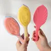 Peine para el cabello con forma de hoja, doble uso seco y húmedo, peine de masaje, peine limpiador del cuero cabelludo, peine esponjoso para el cabello alto del cráneo para damas