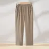 Pantalones de Mamá Verano Nuevos de Cintura Alta Elásticos de Pierna Recta Pantalones Largos Casuales Sueltos para Mujer Pantalones para Mujer de Abuela de Mediana Edad
