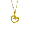 Collar Sencillo y de Moda con Forma de Corazón con Cadena en Forma de 0, Colgante de Corazón y Mariposa, Cadena para Clavícula, Collar de Corazón Melocotón al por Mayor