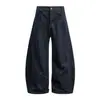 1035 High Street Americana Unissex High-End Lavado Desconstruído Design Cru de Couro Calça Jeans Solta Masculina Scimitar