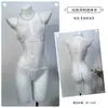 Diyi Miao Si Seda Lencería Sexy Estilo Puro Deseo Encaje Hueco Body Uniforme Apasionado Sin Quitar Ropa de Dormir Caliente A236