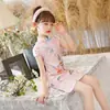 Saia cheongsam para meninas novo verão menina pequena vestido Han Tang Vestido infantil Flor de ameixa ao ar