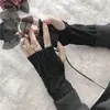 Guantes de punto para mujer en otoño e invierno, guantes sin dedos para hombre, calentadores de muñeca, guantes de lana de medio dedo, mangas postizas de pareja de estudiantes de color puro