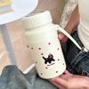 Taza térmica de pareja de dibujos animados de acero inoxidable de alto valor de color con compartimento para té, taza de burbujas, simple y conveniente, taza de regalo con logotipo
