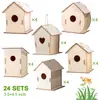 Amazon Cross-Border Temu Brinquedos e Artesanato de Casa de Pássaros de Madeira Crianças DIY Pintado Montado Casa de Pássaros Ninho de Pássaro de Madeira