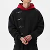 Tendencia de moda ins estilo coreano, sudadera con capucha de diseño de hebilla metálica de nicho color-blocking, top simple retro de alta costura