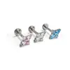 Aretes de titanio F136 con forma de cruz de diamante y zirconia 5A, joyería para piercing de titanio G23 con rosca interna