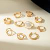 Anillo de Perla Hug de Gota de Agua Brillante de Gama Alta Transfronterizo Europeo y Americano para Mujer, Juego de Anillos Abiertos Articulados Barrocos