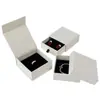 En Stock Entrega Rápida Papel Texturizado Blanco Tapa Desplegable Superior Caja de Regalo Empaque para Joyería Anillo Arete Collar Accesorios