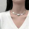 Colar Curto Pesado com Cruz Y2K Menina Doce Cool Quente Masculino Nicho Subcultura Corrente de Couro Colar Enrolado Feminino
