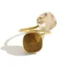 Anel de Zircônia de Vidro em Formato Irregular de Anel Novo Estilo Ins Transfronteiriço para Mulheres, Anel Versátil Dourado 18K Não Desbota Venda por Atacado