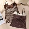 Ventas Directas de Fábrica Superventas Transfronteriza Camisola Sexy de Estampado de Leopardo Sin Costuras con Almohadillas en el Pecho Se Puede Usar por Fuera Otoño Invierno Ropa Interior Cepillada