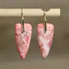 Aretes Naturales de Piedra Imperial Forma de Flecha para Mujer Exquisitos Elegantes Aretes para Mujer