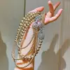 Outono e Inverno Alta Qualidade Alto Brilho Cor Café Maillard Dourado Pérola Swarovski Múltiplos Estilos de Uso Corrente de Suéter Corrente de Clavícula para Mulheres