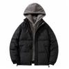 Chamarra de Algodón Acolchada de Dos Piezas Falsas Personalizada Transfronteriza para Hombre Invierno Suelta Gruesa Cálida Forro Polar Abrigo Acolchado de Algodón con Capucha