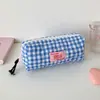 Estuche Acolchado a Cuadros Hisocute para Estudiantes, Bolsa Grande de Almacenamiento para Papelería, Estuche para Lápices, Bolsa de Almacenamiento para Materiales de Diario