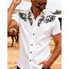 Nueva ropa cruzada para hombre, moda casual versátil europea y americana, camisa de manga larga para hombre de estilo étnico occidental con estampado 3D