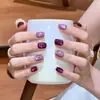 Uñas Portátiles de Alta Gama para Año Nuevo: Rojo Retro Cisne Puntos, Ojo de Gato Francés, Moño, Brillo Deslumbrante, Manicura Hecha a Mano que Realza el Cutis