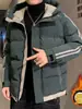 Jaqueta Masculina Acolchoada de Algodão com Capuz Espessa para Outono e Inverno Cor Sólida Novo Casaco de Algodão Quente Solto Masculino Roupas Masculinas