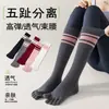 Calcetines de Cinco Dedos para Pantorrilla Calcetines de Yoga Calcetines Deportivos Profesionales de Pilates con Dedos Calcetines de Compresión Rayados Antideslizantes Fabricante de Origen