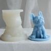Molde de Silicona de Bulldog Renshan con Base para Velas Aromáticas de Cachorro DIY, Adorno de Yeso, Molde de Animales con Pegamento