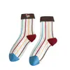 Calcetines Coreanos Sin Costuras para Otoño e Invierno para Mujer, Lindos Perros Dachshund con Rayas Verticales de Algodón Peinado de Caña Media para Estudiantes