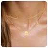 26 Collares Colgantes con Letra Inicial Simples en Capas A-Z Colgantes Redondos Accesorios Cadena para Clavícula