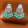 Pendientes vintage de plata con pasador y incrustaciones de resina con diamantes, sensación de lujo ligero y alta gama, pendientes exquisitos y únicos de nicho para mujer