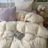 Juego de cama de cuatro piezas estilo Ins hecho de algodón puro, apto para madres y bebés, Clase A, para dormir sin ropa, incluye sábana bajera y funda de edredón, juego de tres piezas para estudiantes de dormitorio, estilo sábana bajera ajustable
