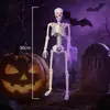 Decoración de Esqueleto de Halloween Transfronteriza con Ojos Brillantes, Decoración de Esqueleto Aterradora y Espeluznante, Se Puede Colgar o Parar, Simulación Humanoide