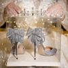 Vestido de Novia Principal Zapatos de Boda Tacones Altos Zapatos de Boda Zapatos con Lazo Tacones de Aguja para Mujer 2025 Nuevas Sandalias de Tacón Alto Negras