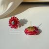 Los pendientes de girasol más sencillos, más coloridos, más exquisitos y brillantes, pendientes de cristal tejido tridimensional con microincrustaciones, joyería