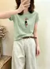 Camiseta de Algodão Canelado Guangzhou Treze Fábricas para Mulheres, Fornecimento Direto da Fábrica de Origem, Top de Manga Curta Slim Fit, Estoque de Verão, Dropshipping Disponível