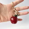 Manzana de Resina con Purpurina Colgante para Bolso de Aleación Fruta de Cereza Simulada Llavero para Coche Accesorio Regalo de Navidad
