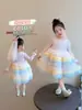 Vestido de Otoño para Niña 2026 Nuevo Estilo Moda de Otoño Infantil Degradado Pastel Voluminoso Vestido Súper Hada Princesa