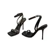 Sandalias negras de tacón alto para mujer, un estilo clásico de verano con diseño de una sola tira, tacón delgado y una nueva colección 2026 para un look sofisticado y elegante