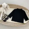 Nuevo Top Dulce de Punto con Volantes de Borde Otoñal, Camiseta Base Versátil para Bebés y Niños Pequeños, Suave Top Interior Floral