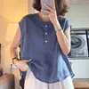 Camisa verde sin mangas para mujer, nuevo estilo verano 2026, corte holgado, talla grande, moderna, rejuvenecedora, casual y adelgazante