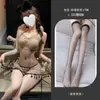 Lencería Sexy Camisón de Tirantes Estilo Chino Estampado en Caliente Atado Puro Deseo Transparente Coqueto Conjunto de Uniforme 1140