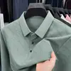 Bestseller de transmisión en vivo: nueva camiseta de manga larga para primavera/otoño para hombre, un polo estampado versátil y moderno con cuello, perfecto para hombres de mediana edad