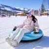Anillo de Esquí Inflable de PVC, Anillo Deslizador de Doble Asa, Anillo Deslizador de Nieve para Adultos y Niños, Equipo de Esquí para Exteriores de Invierno