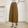 Ropa Especial Tallas Grandes para Mujer 2026 Otoño Nuevo Simple Adelgazante Cintura Elástica Pantalones Globos Pierna Ancha Pantalones Acortados 0865