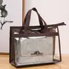 Conjunto de bolsas de armazenamento portátil em PVC, bolsa à prova de poeira para guarda-roupa, bolsa organizadora visível multi-tamanho, armazenamento à prova d'água