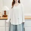[Especial] Camiseta Básica Casual de Manga Longa para Mulheres Plus Size Acima de 100kg, Outono Inicial, Nova, Versátil, Decote V, Camada Base 0950
