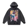 Sudadera con capucha estilo American High Street Transfronteriza Lavada Desgastada Anime Holgada Oversize Peso Pesado 480g Chaqueta