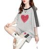 Conjunto de Cordón de Seda de Leche Holgado Estilo Coreano Moderno Cuello Redondo Manga Corta Shorts Traje Deportivo Casual de Dos Piezas para Mujer